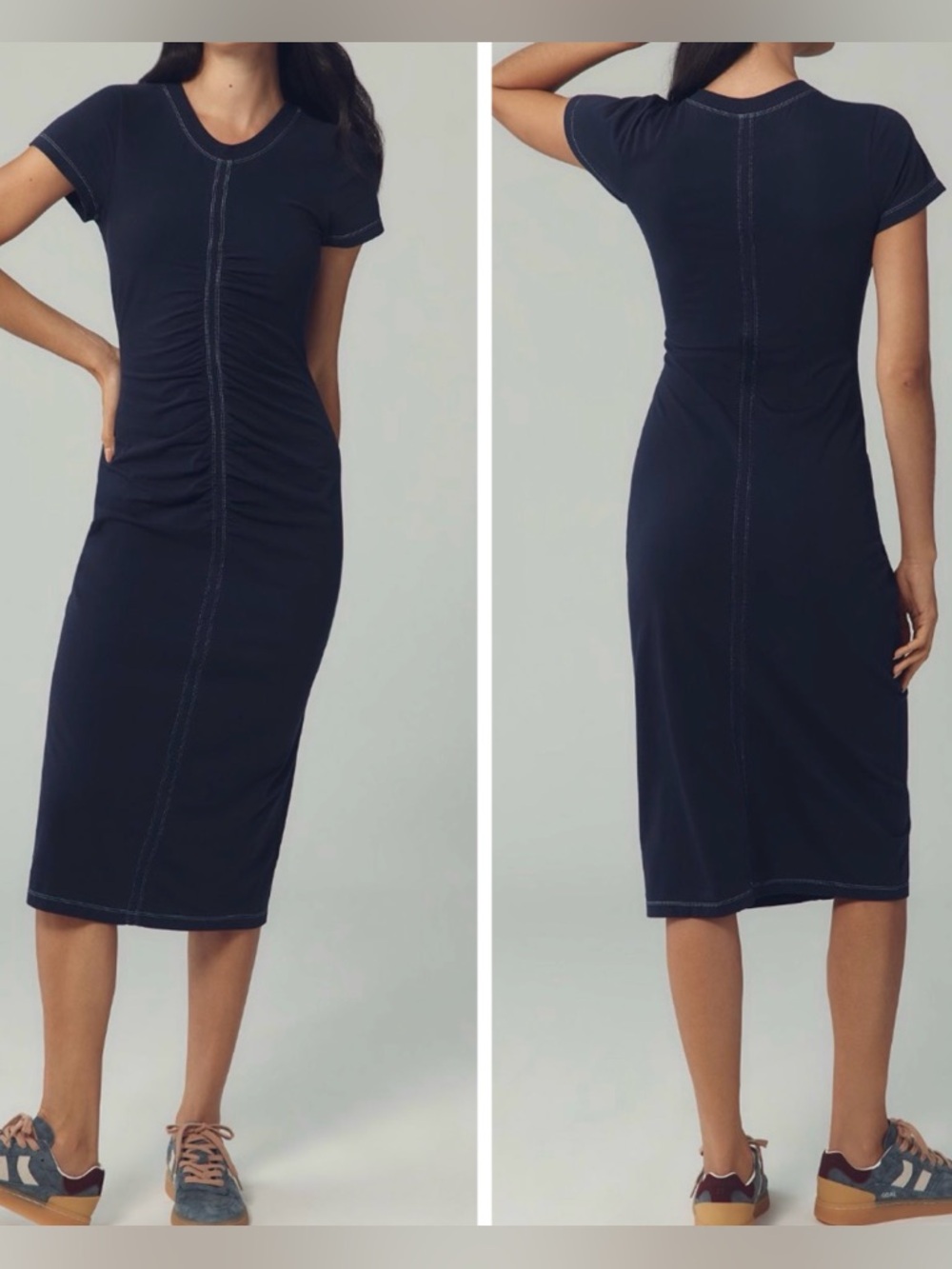 Anthropologie Daily Practice Gathered Midi Dress, Size XS